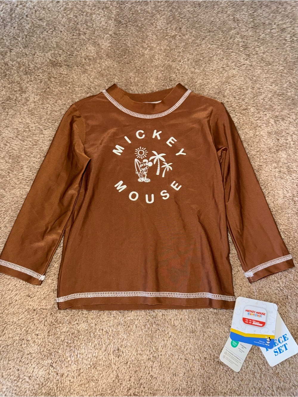 Disney Brown Mickey Mouse Long-Sleeve Rashguard